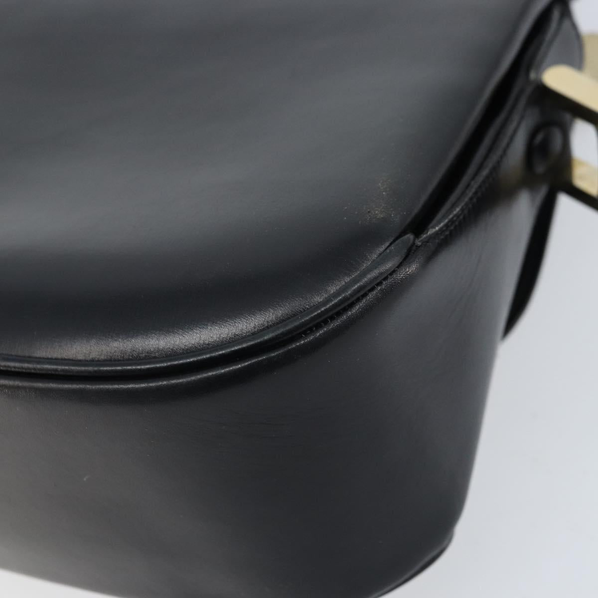 CELINE Shoulder Bag Leather Black Gold Auth ka2456