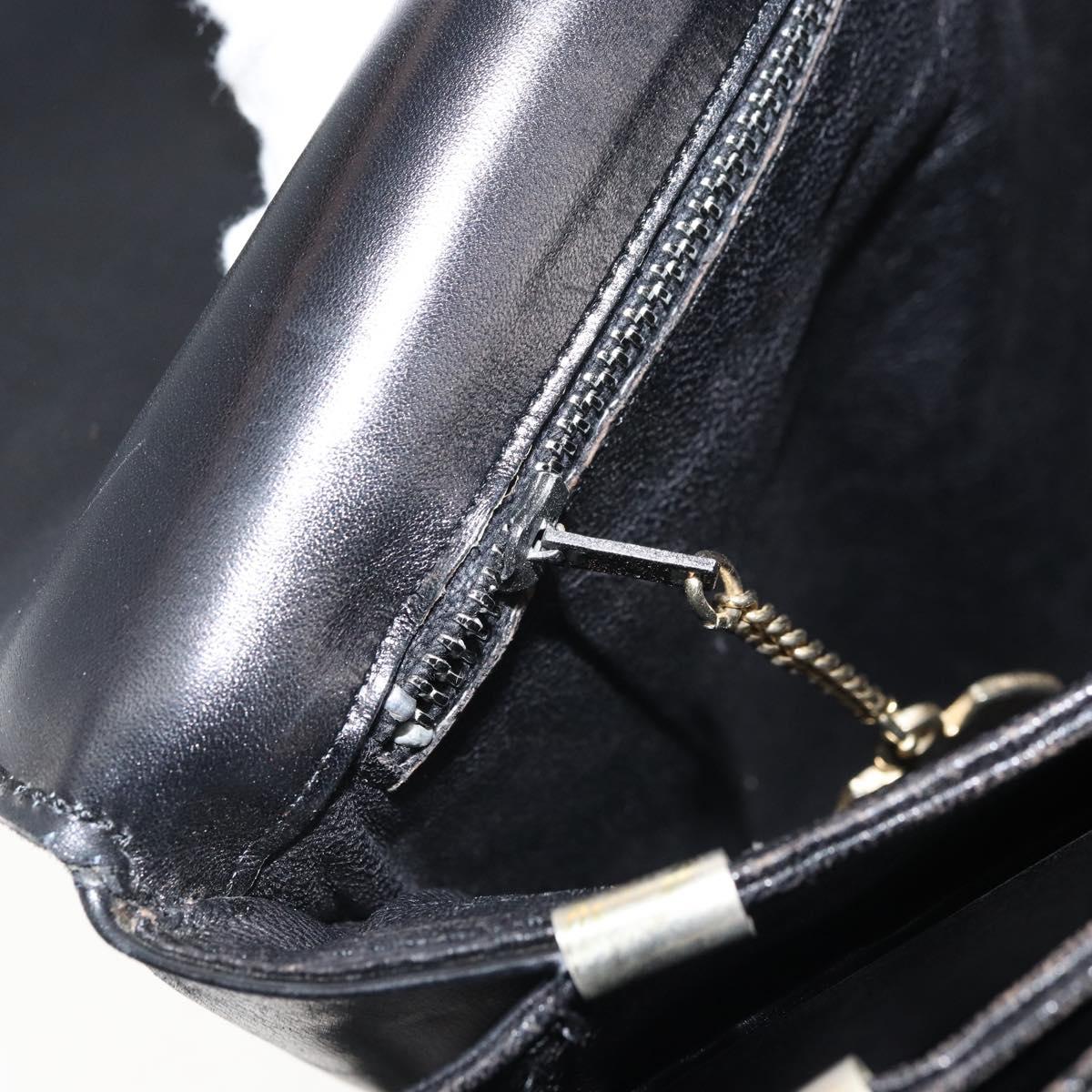 CELINE Shoulder Bag Leather Black Gold Auth ka2456