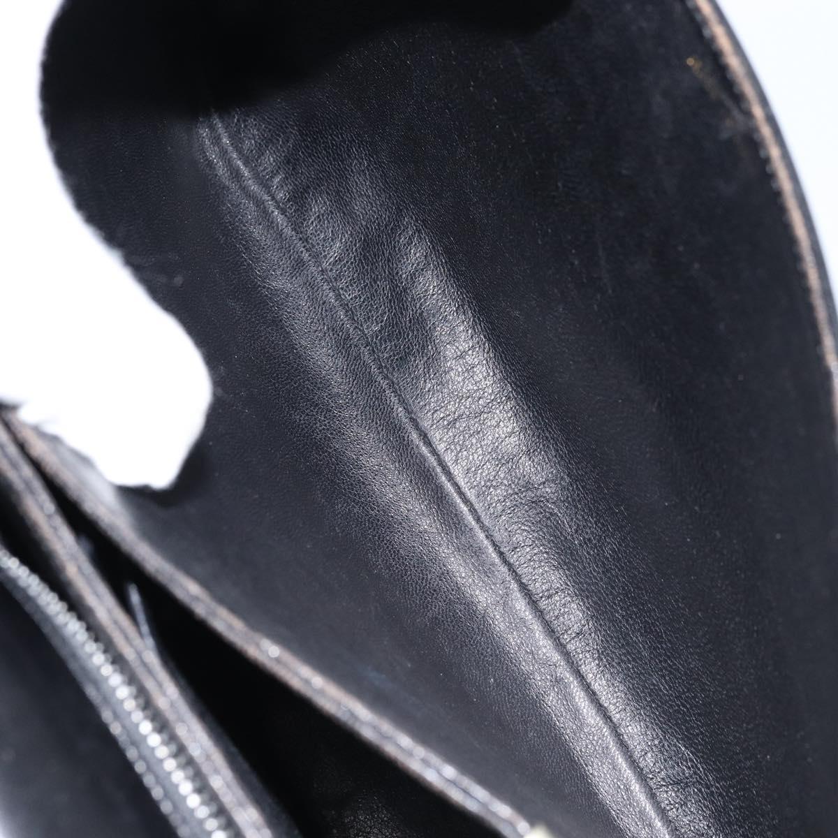 CELINE Shoulder Bag Leather Black Gold Auth ka2456