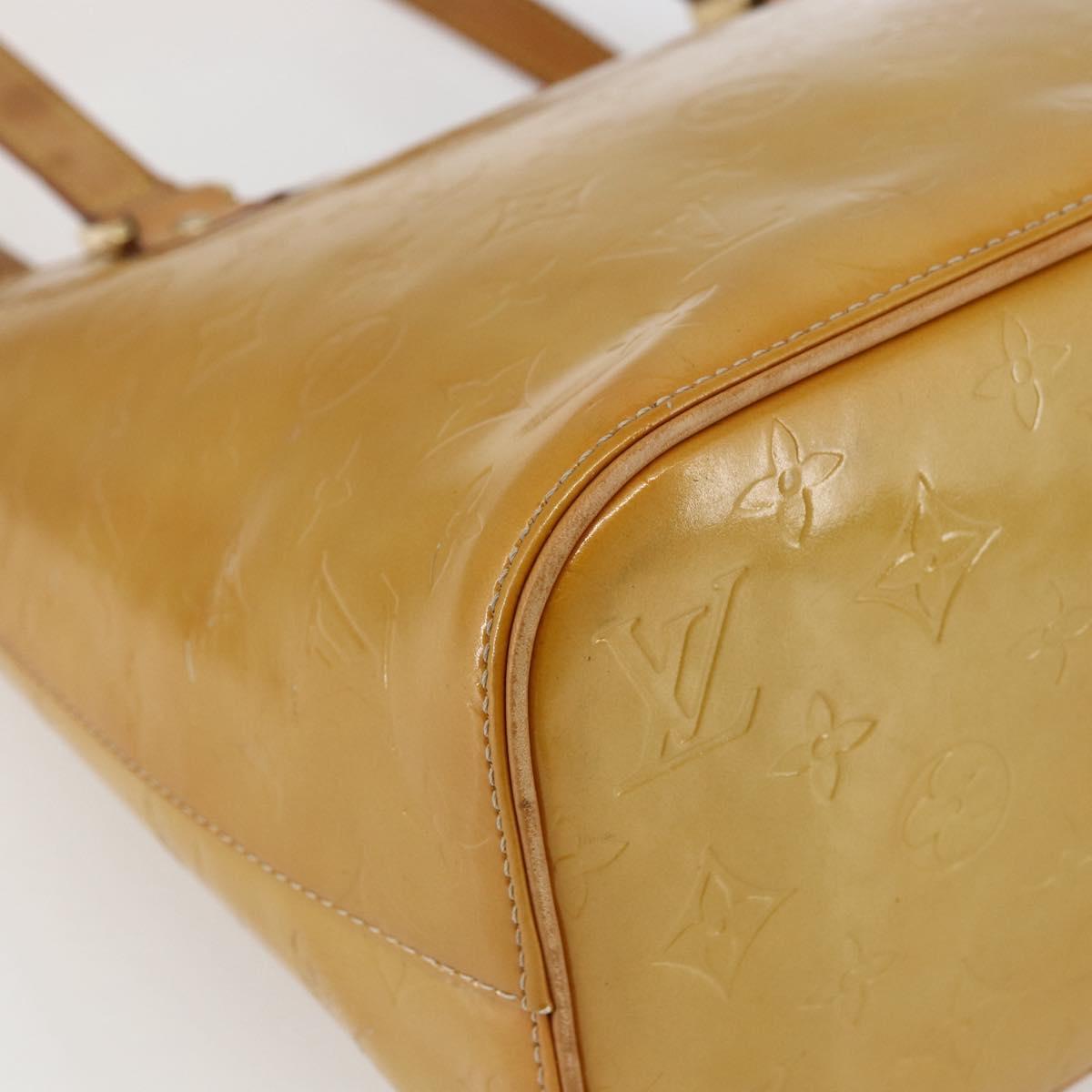 LOUIS VUITTON Monogram Vernis Houston Hand Bag Beige M91004 LV Auth ka2468
