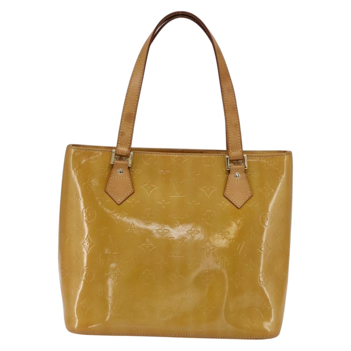 LOUIS VUITTON Monogram Vernis Houston Hand Bag Beige M91004 LV Auth ka2468
