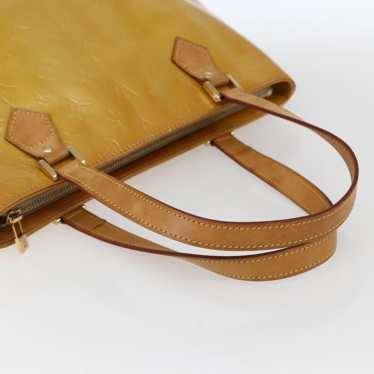 LOUIS VUITTON Monogram Vernis Houston Hand Bag Beige M91004 LV Auth ka2468