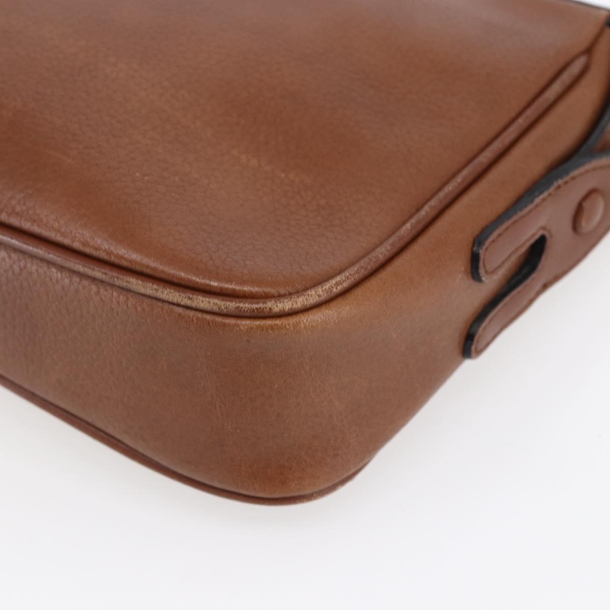 Burberrys Shoulder Bag Leather Brown Gold Auth ka247