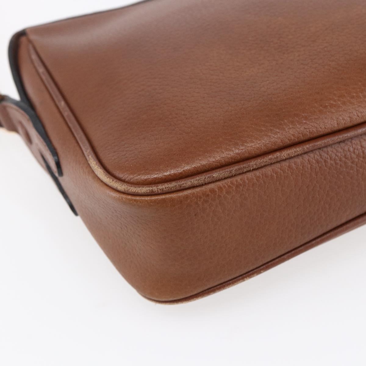 Burberrys Shoulder Bag Leather Brown Gold Auth ka247