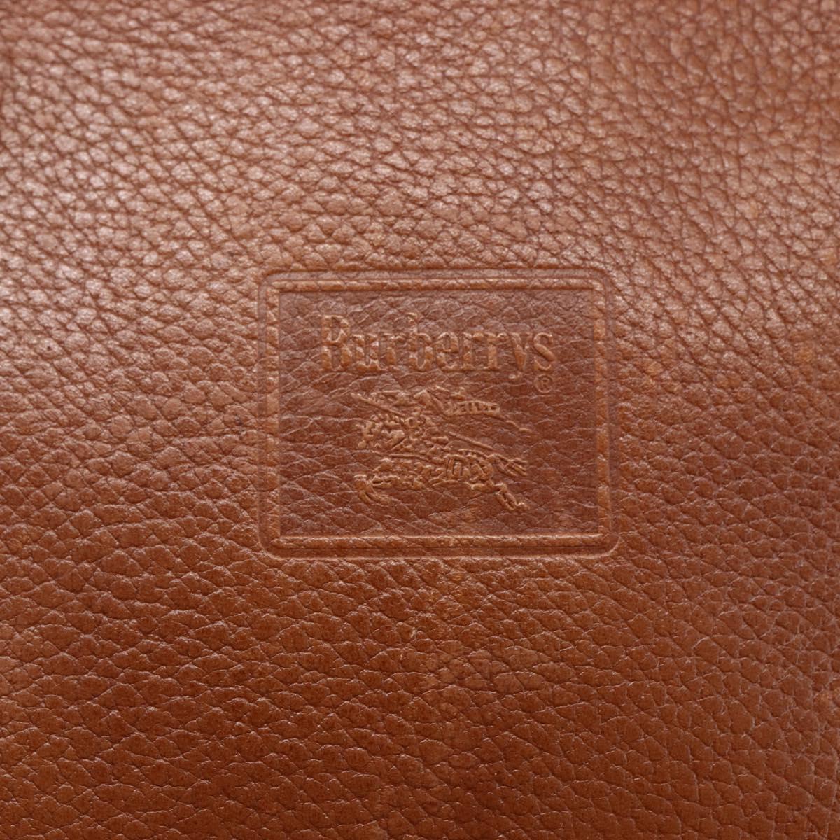 Burberrys Shoulder Bag Leather Brown Gold Auth ka247