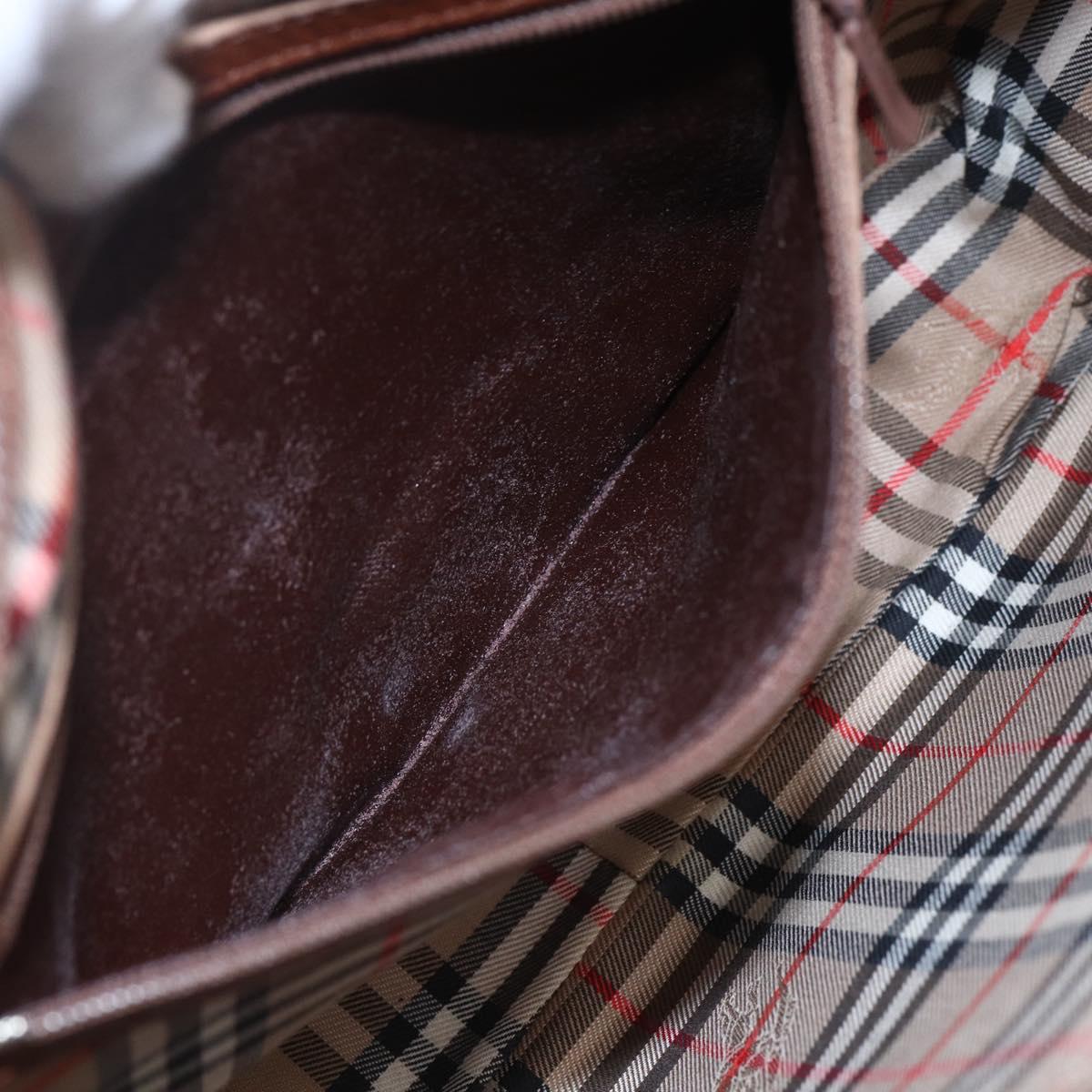 Burberrys Shoulder Bag Leather Brown Gold Auth ka247