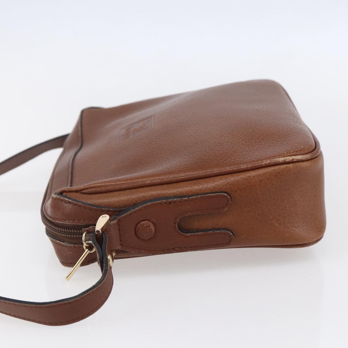 Burberrys Shoulder Bag Leather Brown Gold Auth ka247