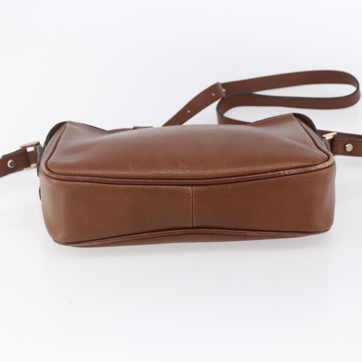 Burberrys Shoulder Bag Leather Brown Gold Auth ka247
