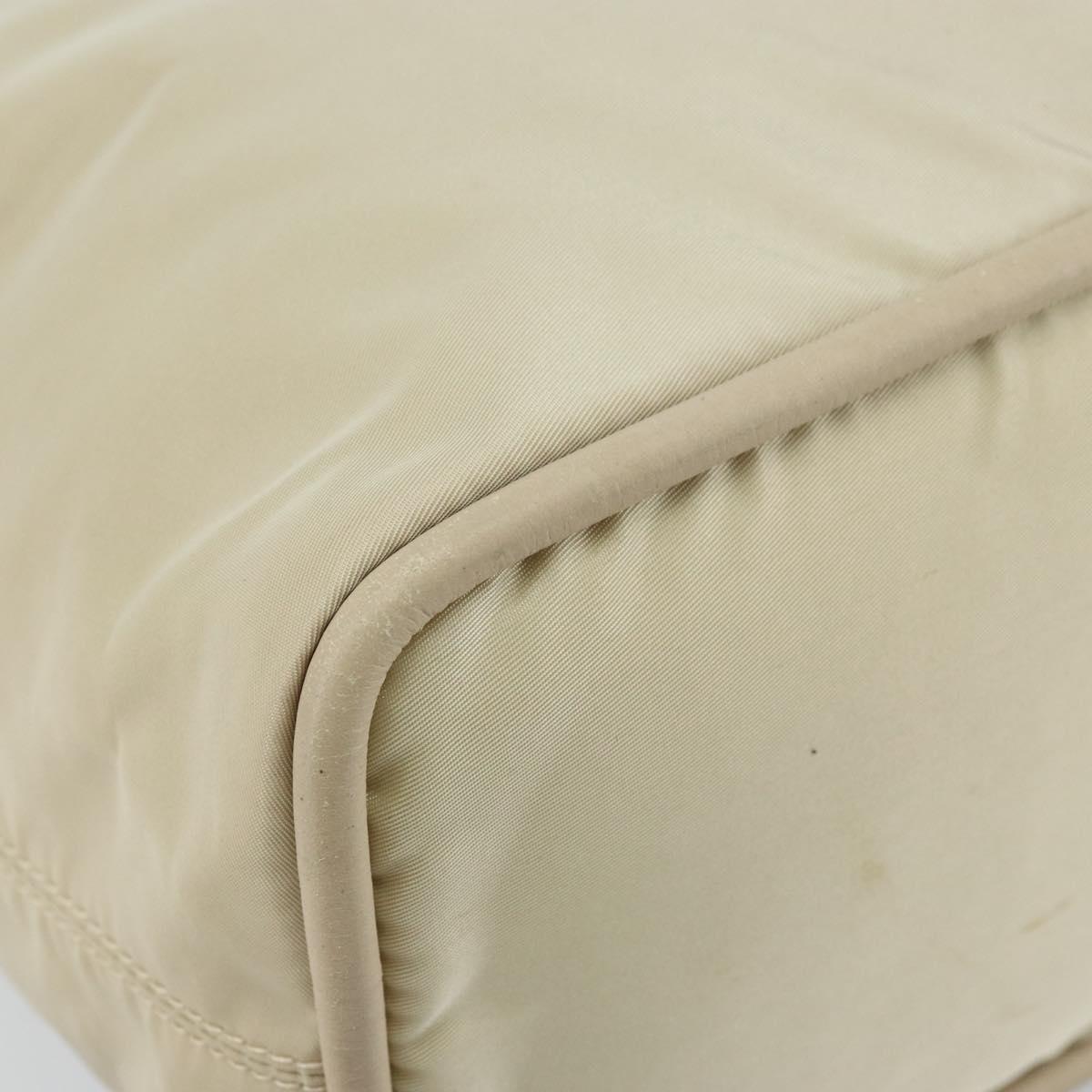 CELINE Hand Bag Nylon Beige Gold Auth ka2474