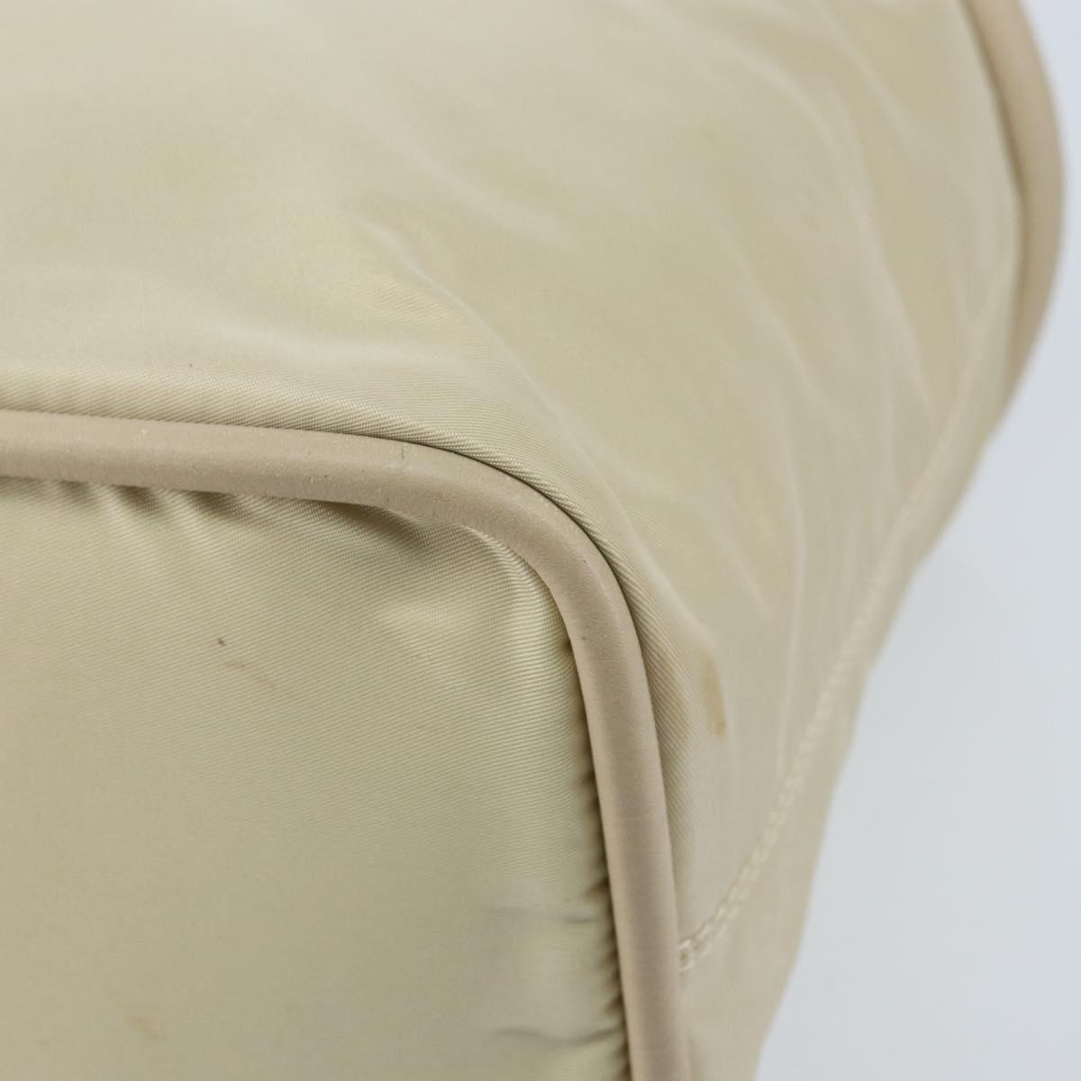CELINE Hand Bag Nylon Beige Gold Auth ka2474