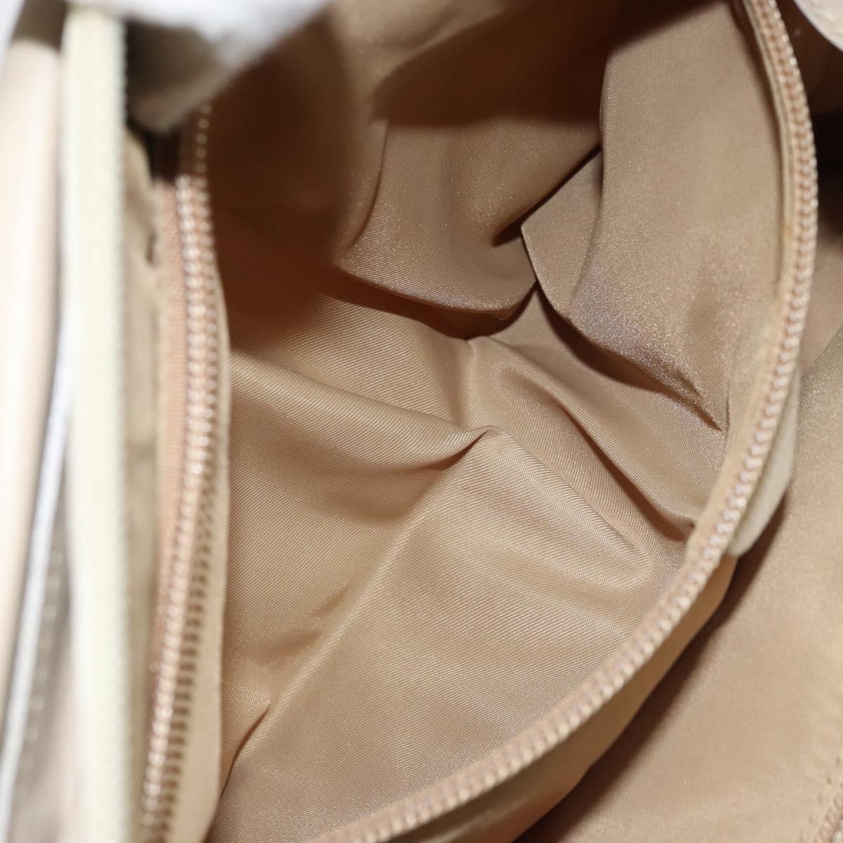CELINE Hand Bag Nylon Beige Gold Auth ka2474