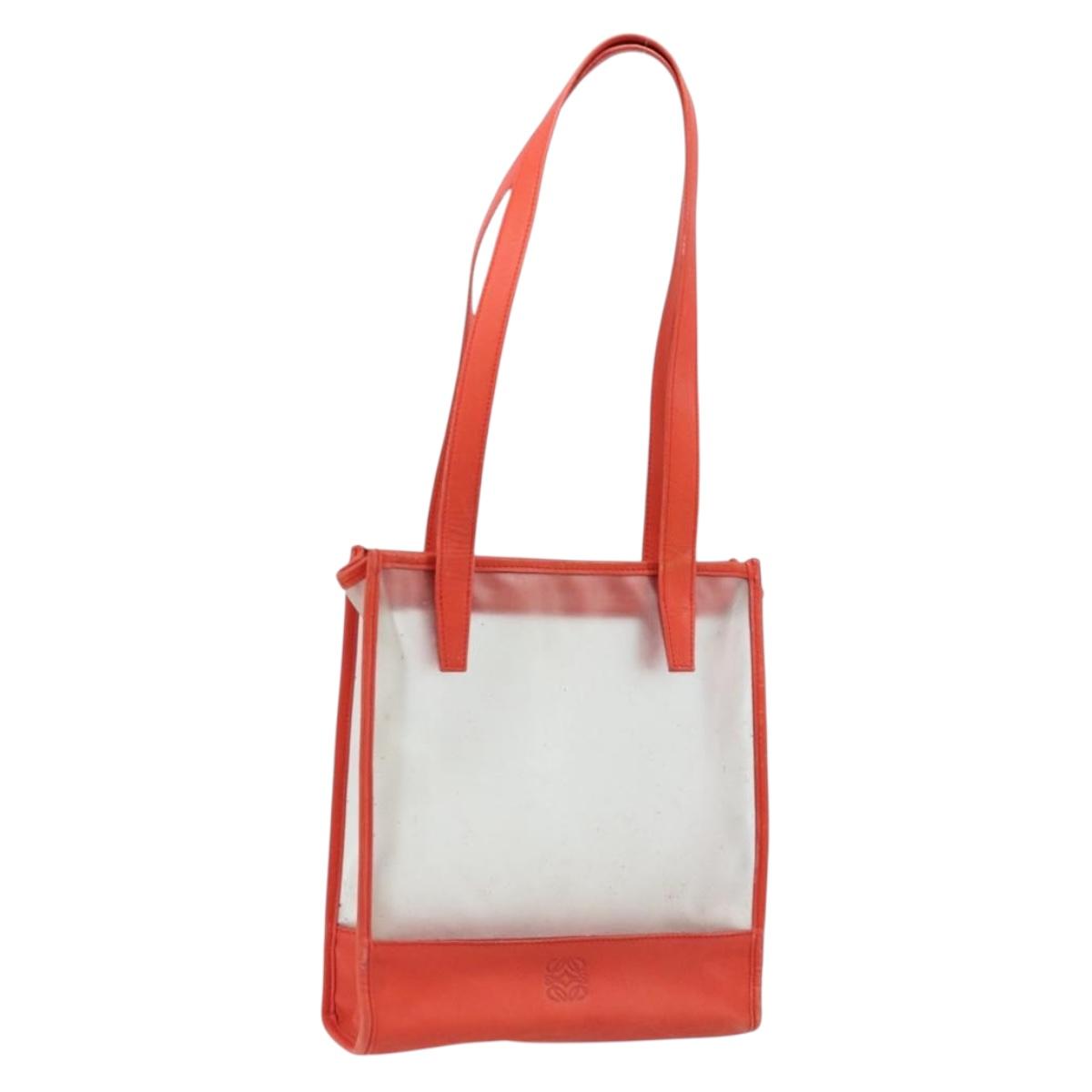 LOEWE Anagram Tote Bag Vinyl Clear Red Auth ka2475