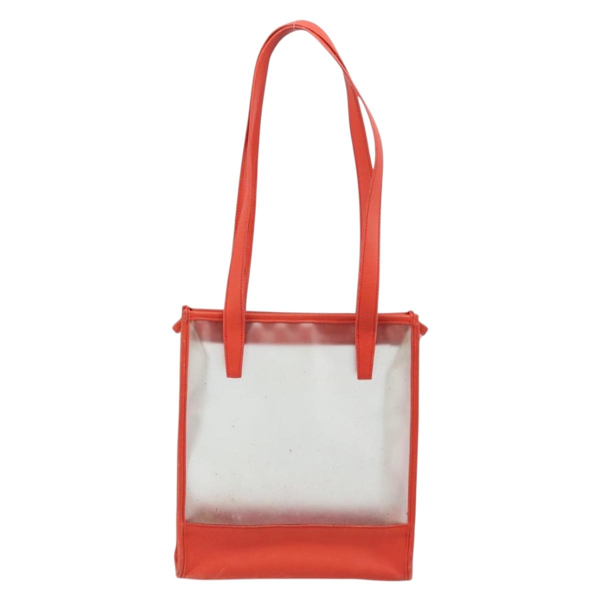 LOEWE Anagram Tote Bag Vinyl Clear Red Auth ka2475