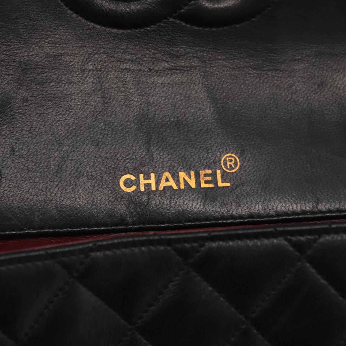 CHANEL Matelasse Chain Shoulder Bag Lamb Skin Black Gold CC Auth ka2483SAV