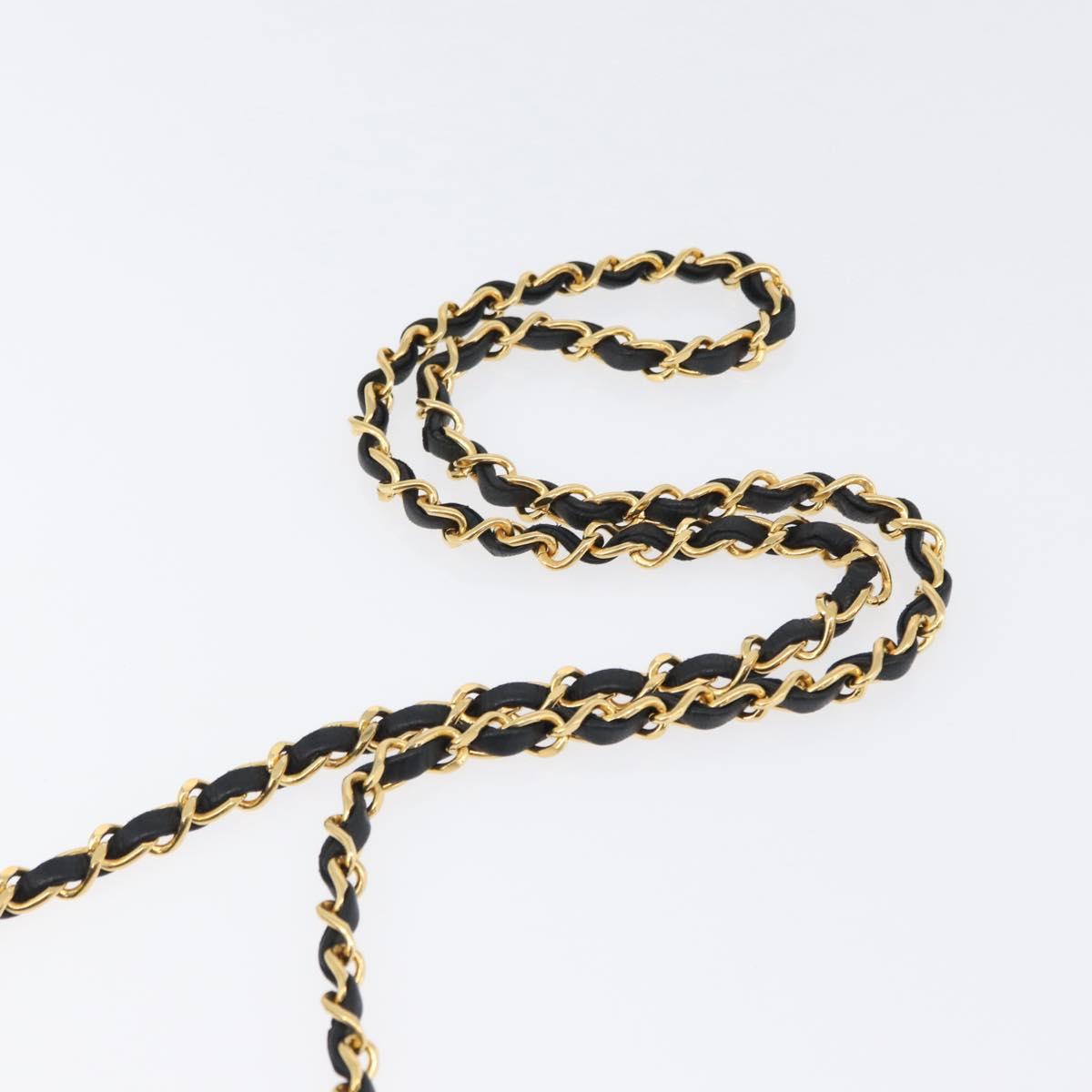 CHANEL Matelasse Chain Shoulder Bag Lamb Skin Black Gold CC Auth ka2483SAV