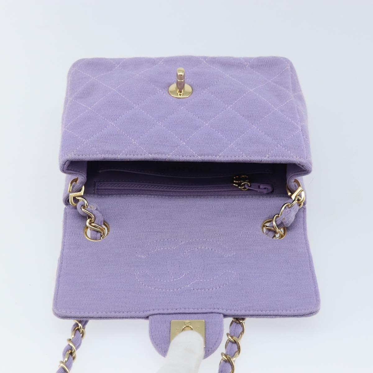 CHANEL Matelasse Chain Shoulder Bag cotton Purple Gold CC Auth ka2484SAV
