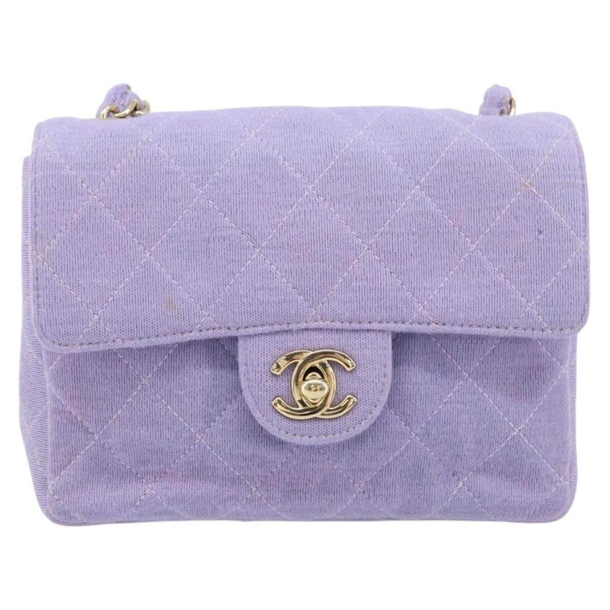CHANEL Matelasse Chain Shoulder Bag cotton Purple Gold CC Auth ka2484SAV