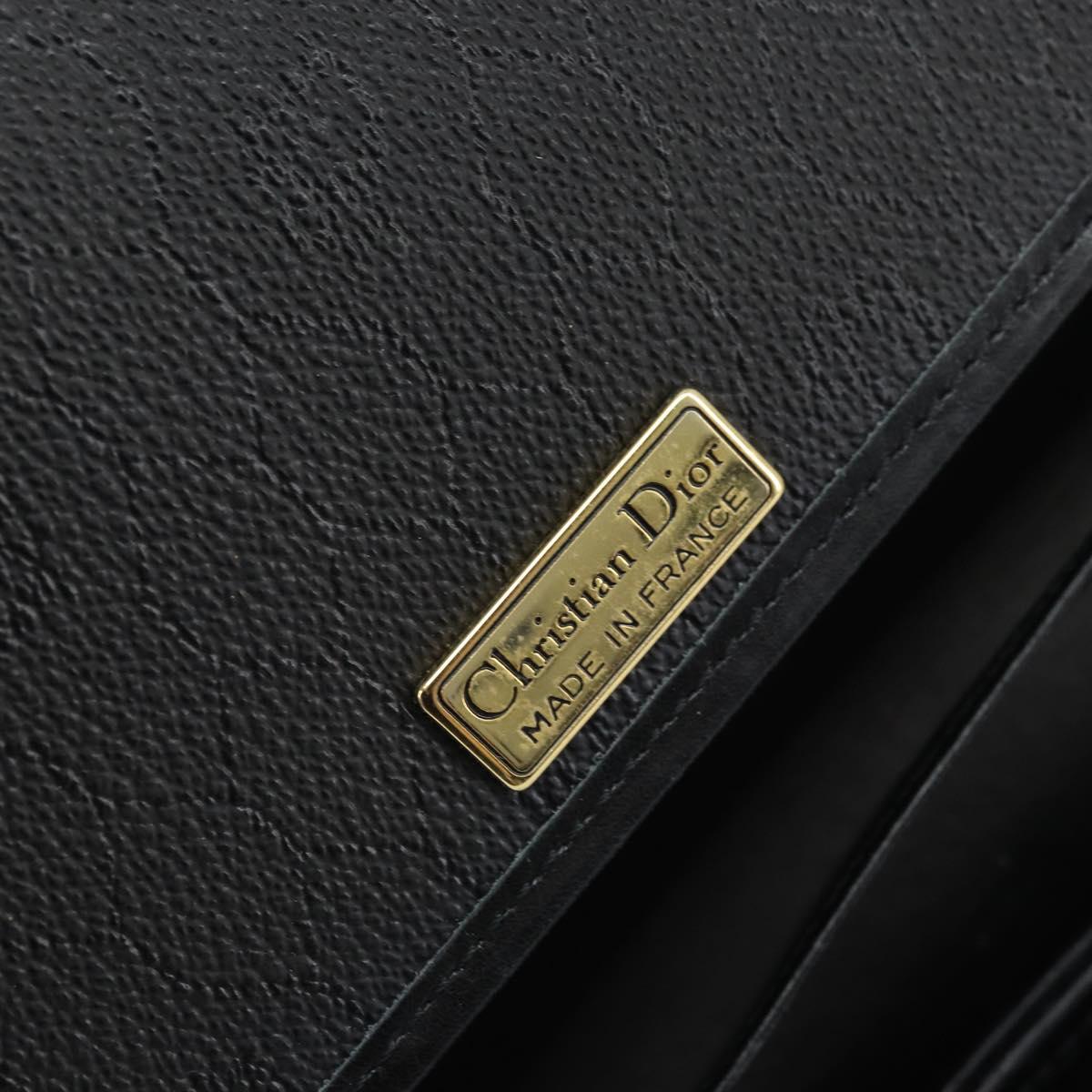 Christian Dior Honeycomb Canvas Chain Shoulder Bag PVC Black Gold Auth ka2491