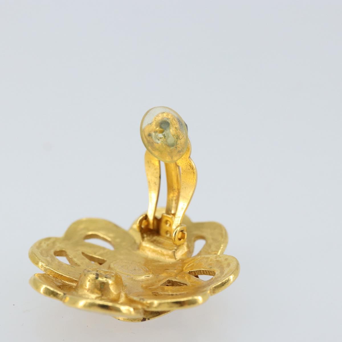 CHANEL Earring metal Gold Tone CC Auth ka2496