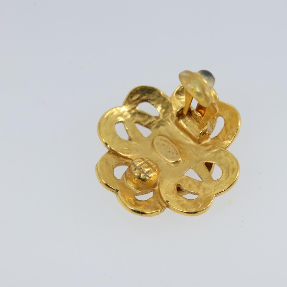 CHANEL Earring metal Gold Tone CC Auth ka2496
