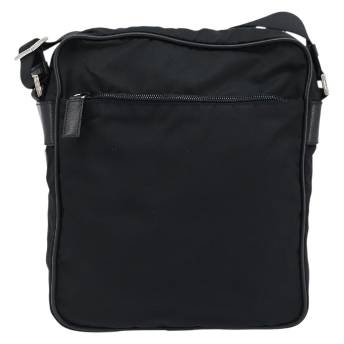 PRADA Shoulder Bag Nylon Black Silver Auth ka2509V