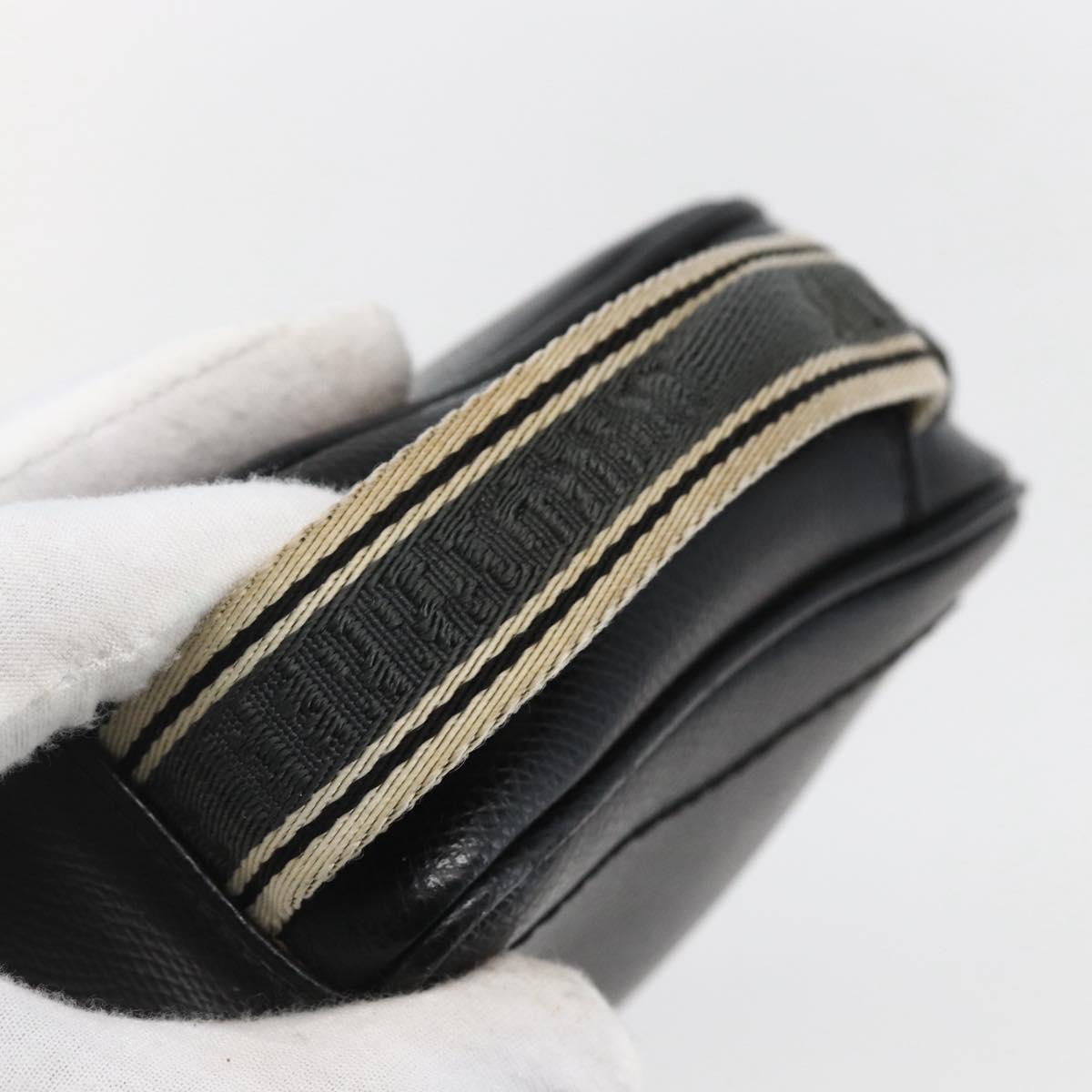 Salvatore Ferragamo Clutch Bag Leather Black Silver Auth ka2510