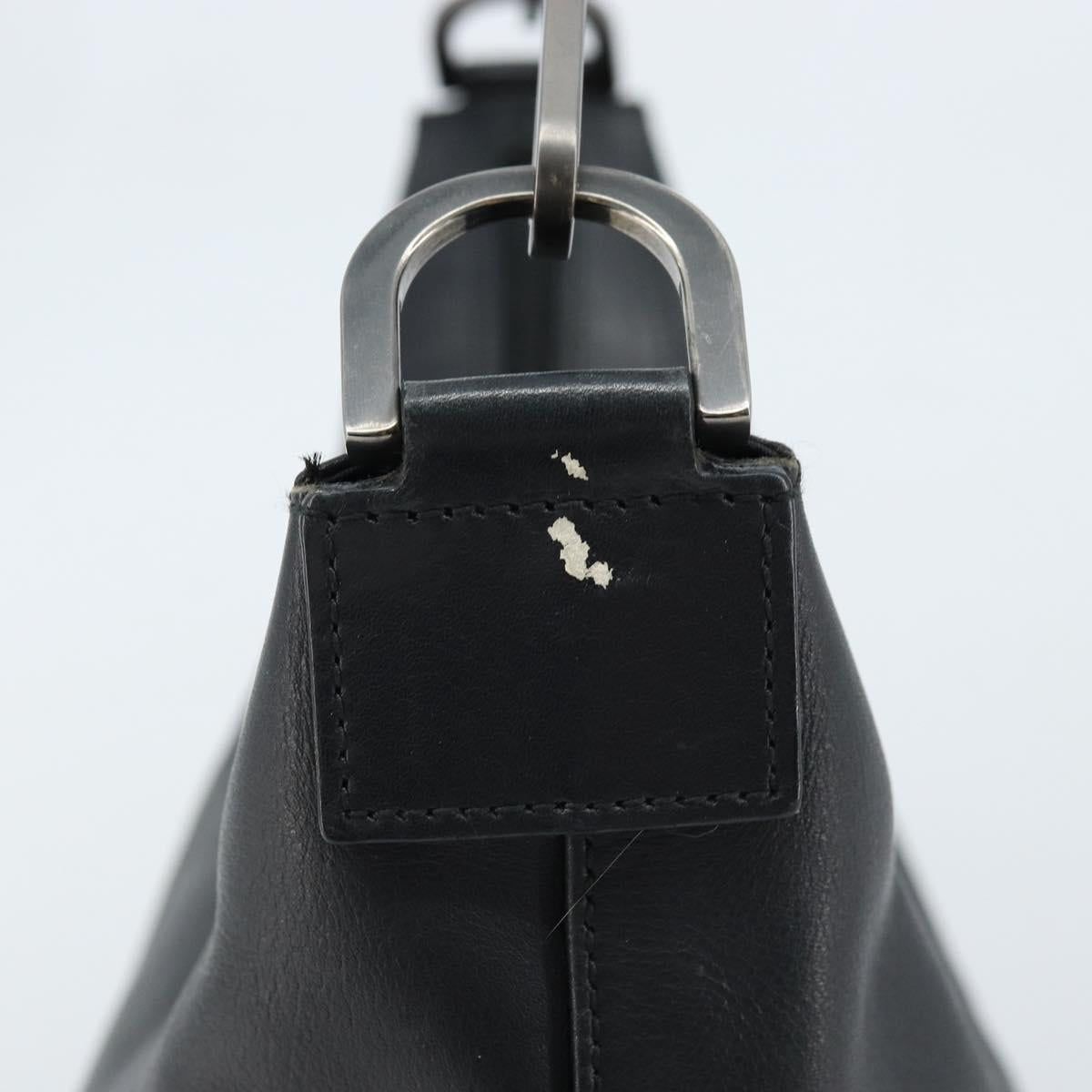 GUCCI Bamboo Hand Bag Leather Black Silver 000 0531 Auth ka2522