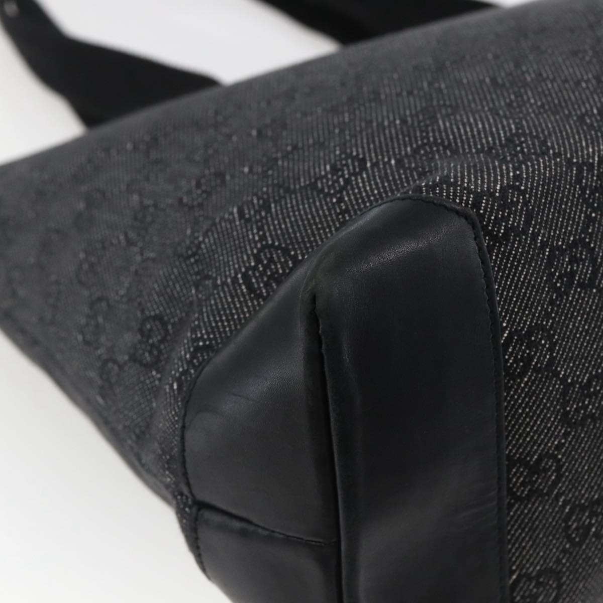 GUCCI GG Canvas Tote Bag Black Silver 34339 Auth ka2529
