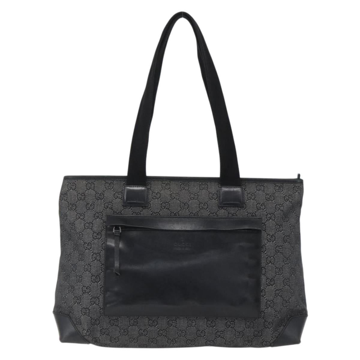 GUCCI GG Canvas Tote Bag Black Silver 34339 Auth ka2529