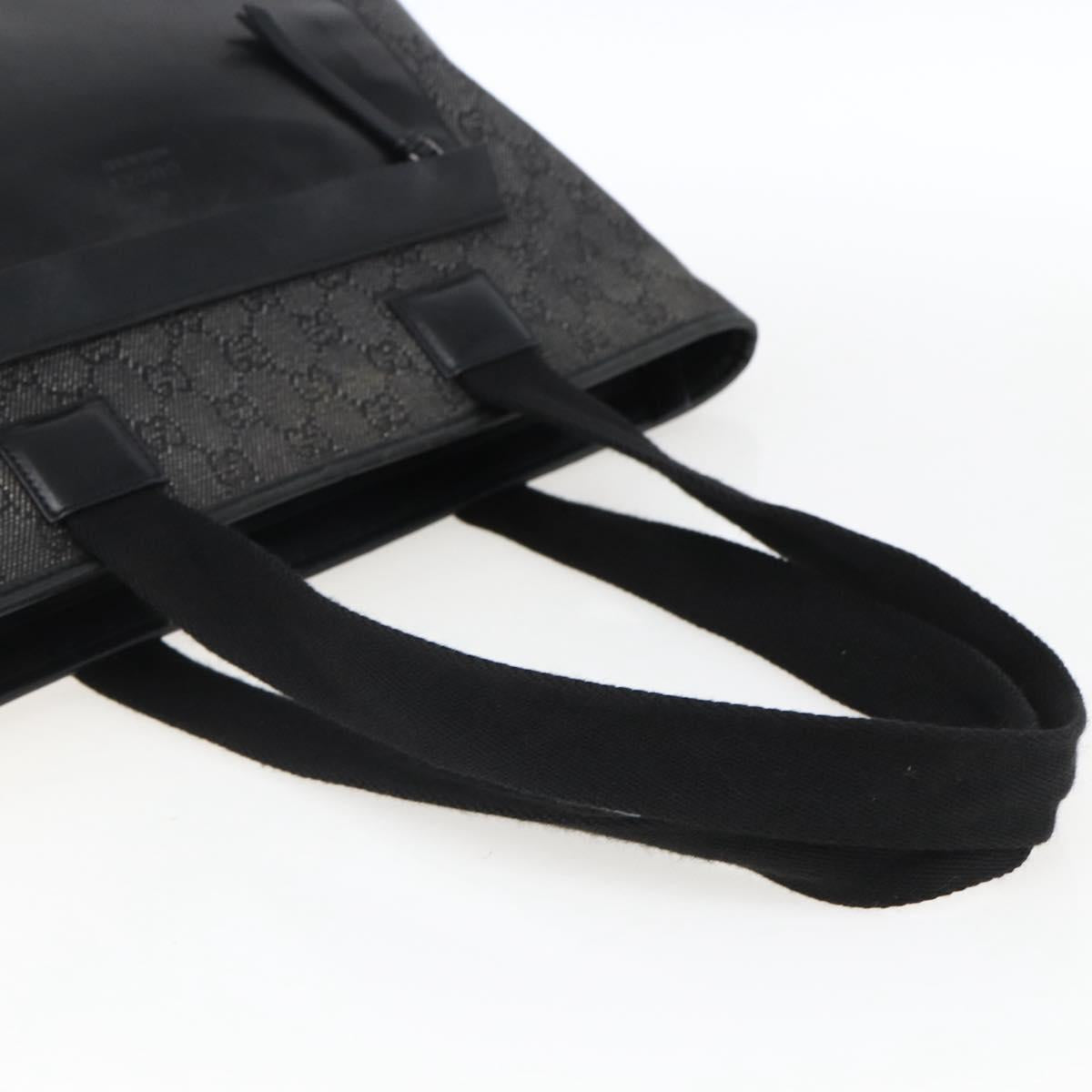 GUCCI GG Canvas Tote Bag Black Silver 34339 Auth ka2529
