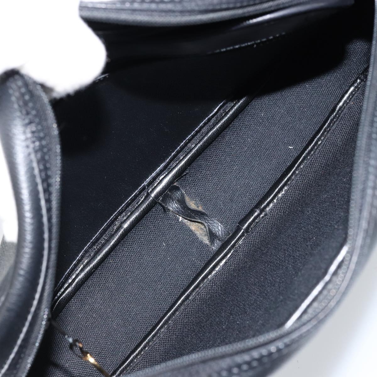 Christian Dior Honeycomb Canvas Shoulder Bag PVC Black Gold Auth ka2533