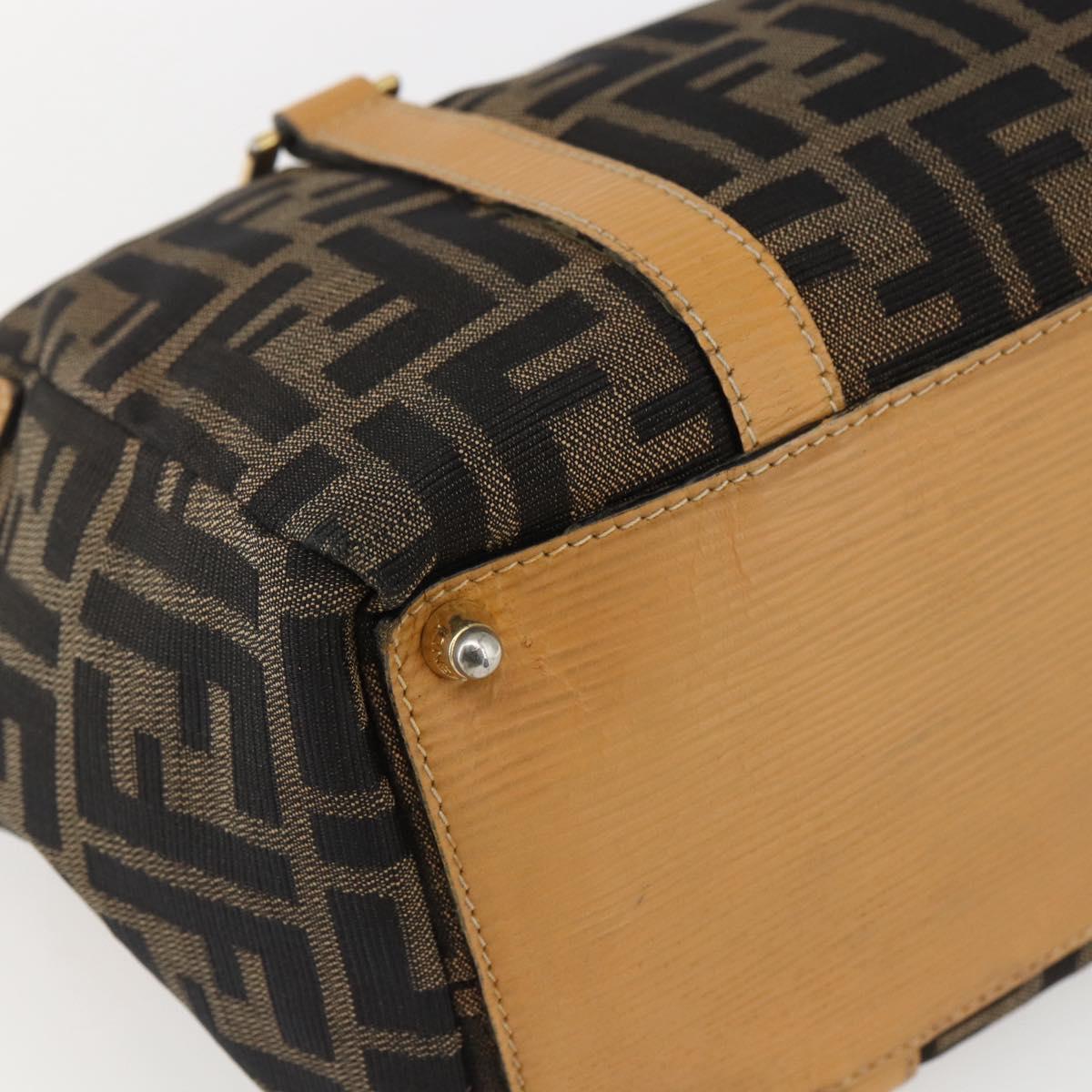 FENDI Zucca Canvas Hand Bag Brown Black Auth ka2543