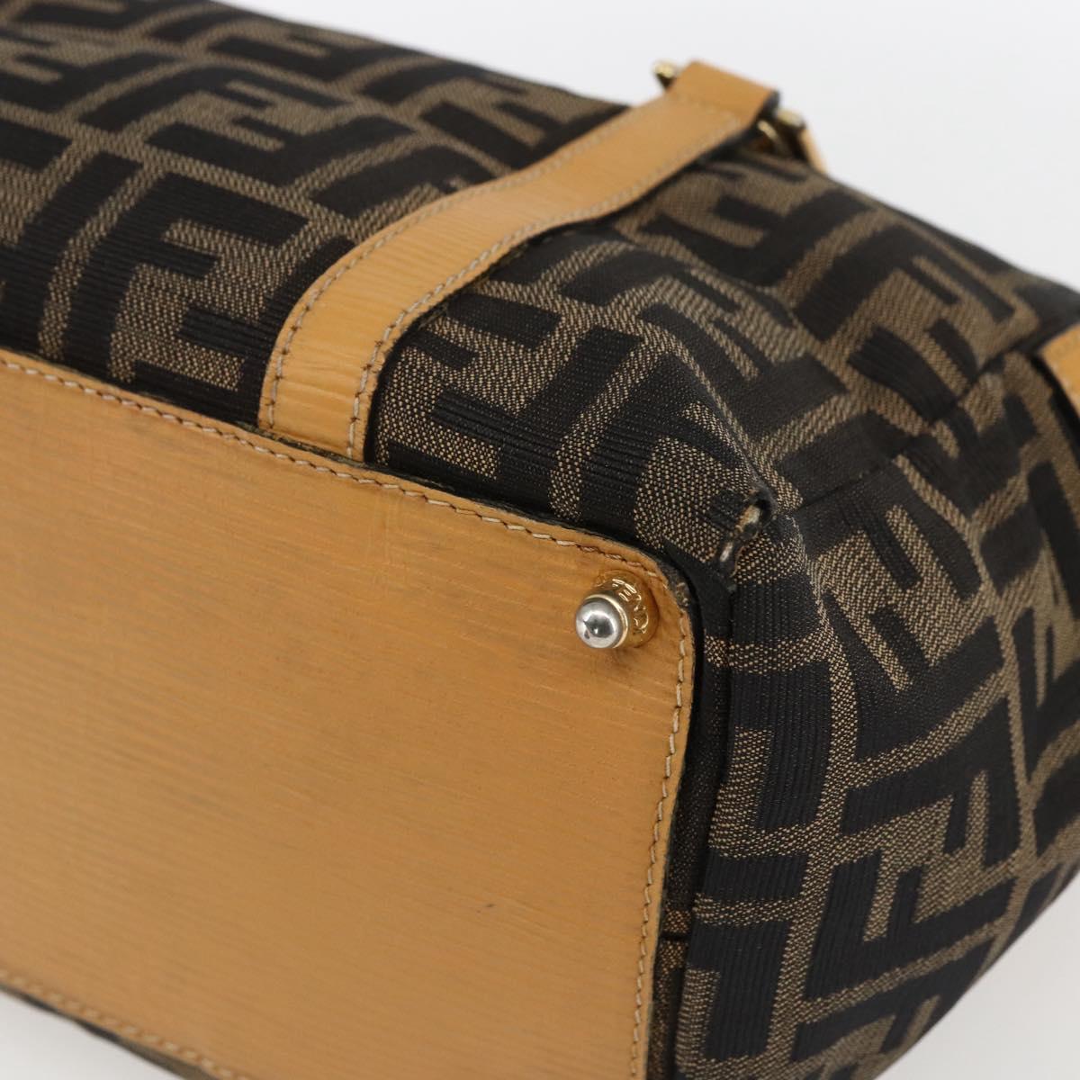FENDI Zucca Canvas Hand Bag Brown Black Auth ka2543
