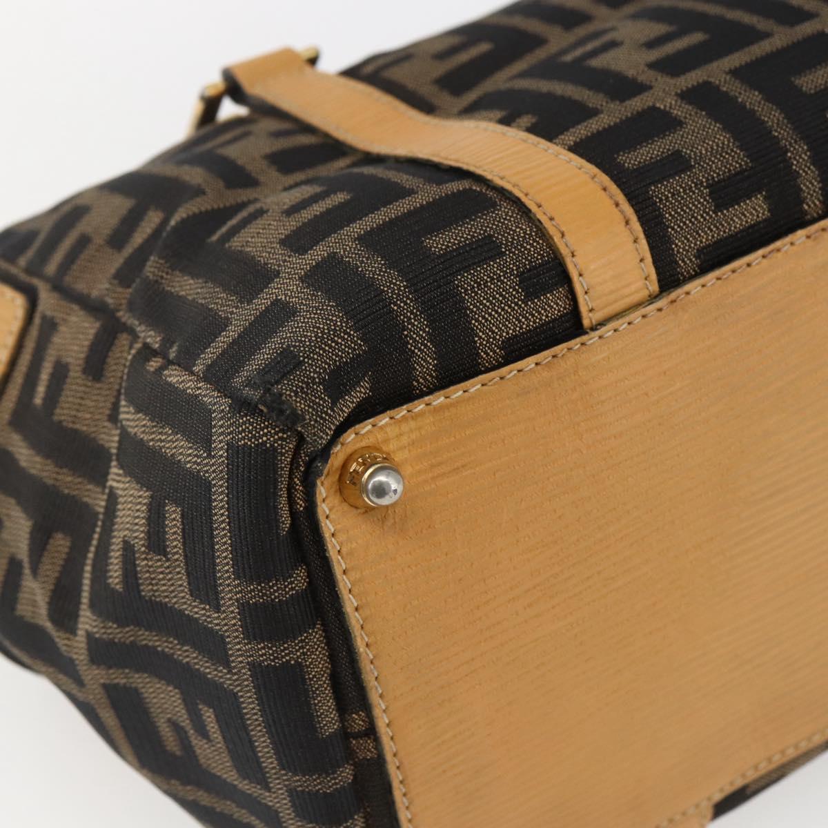 FENDI Zucca Canvas Hand Bag Brown Black Auth ka2543