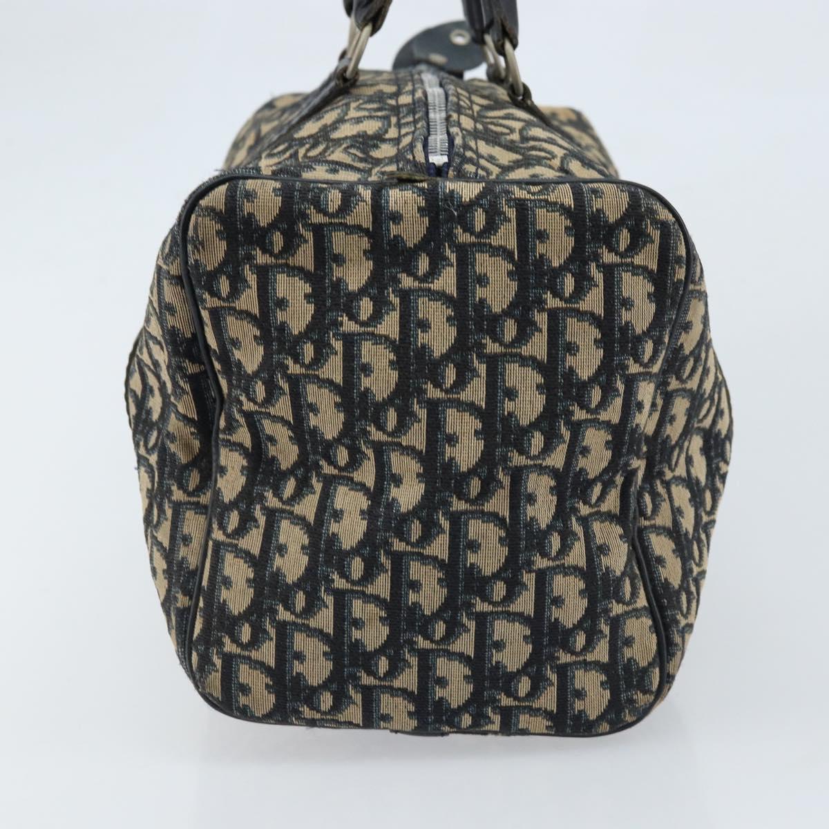 Christian Dior Trotter Canvas Hand Bag Navy Silver Auth ka2546