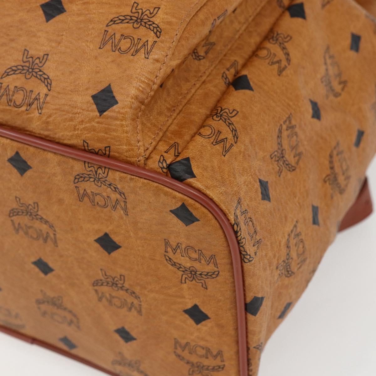MCM Vicetos Logogram Backpack PVC Leather Brown Gold Auth ka2548