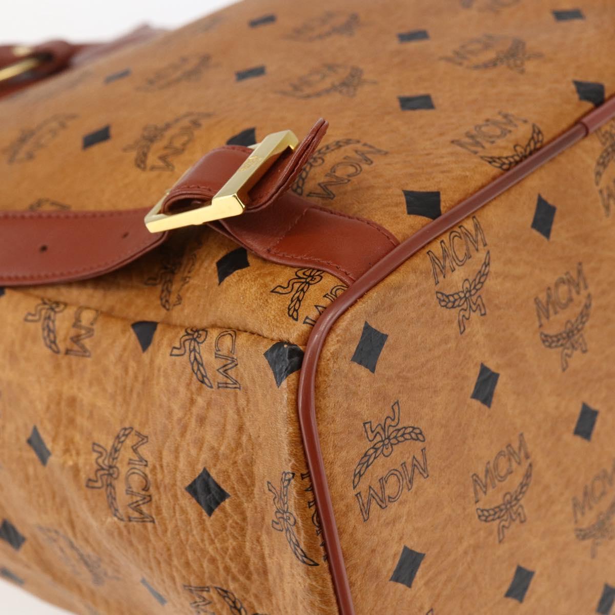 MCM Vicetos Logogram Backpack PVC Leather Brown Gold Auth ka2548