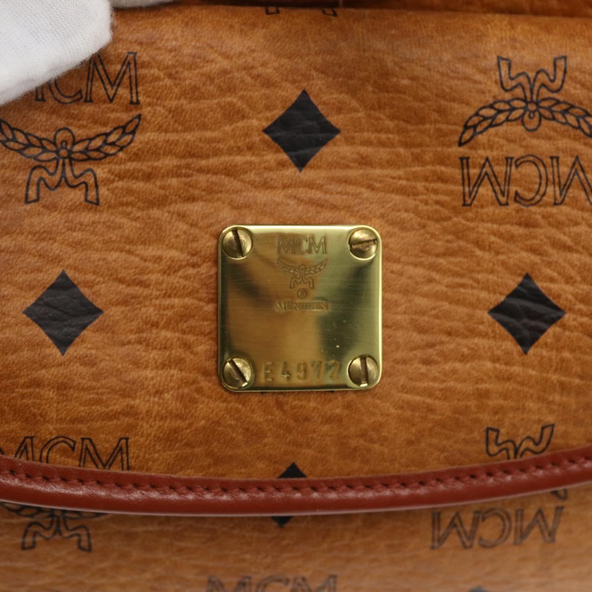 MCM Vicetos Logogram Backpack PVC Leather Brown Gold Auth ka2548