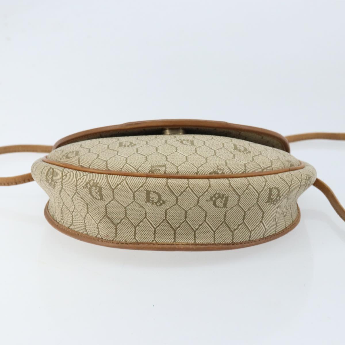 Christian Dior Honeycomb Canvas Shoulder Bag PVC Beige Gold Auth ka2549