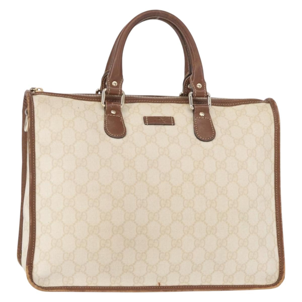 GUCCI GG Supreme Hand Bag PVC Cream Gold 190259 Auth ka255