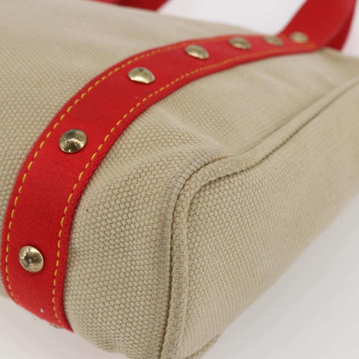 LOUIS VUITTON Antigua Cabas MM Tote Bag Canvas Beige Red M40035 LV Auth ka2556