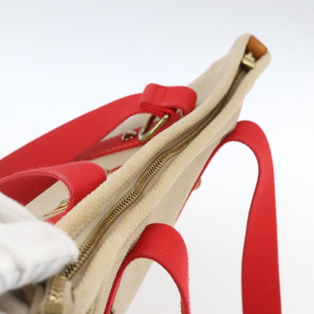 LOUIS VUITTON Antigua Cabas MM Tote Bag Canvas Beige Red M40035 LV Auth ka2556
