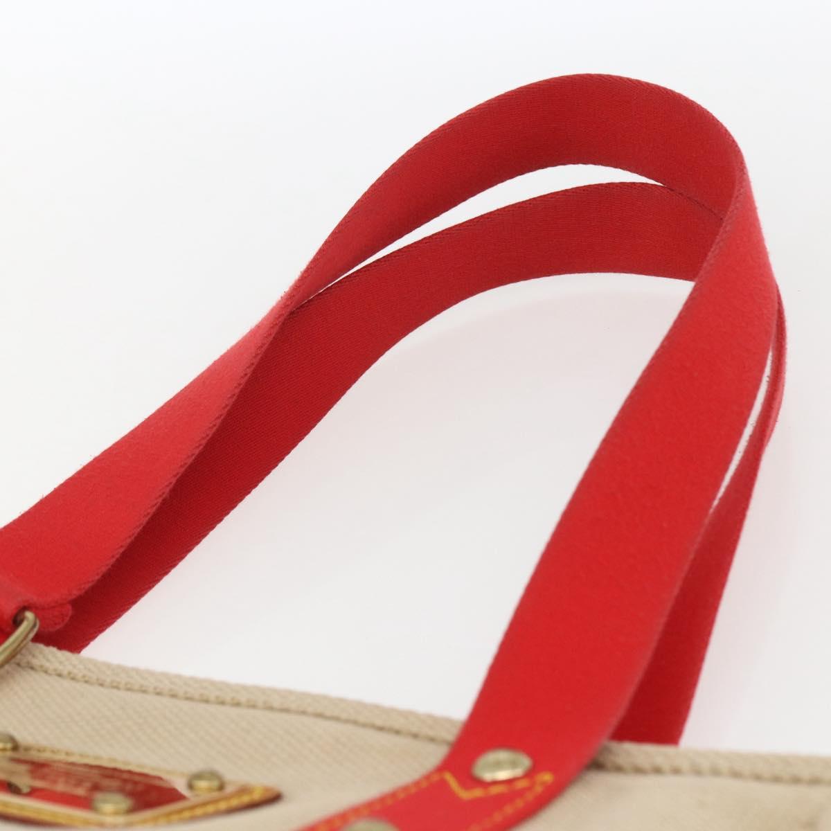 LOUIS VUITTON Antigua Cabas MM Tote Bag Canvas Beige Red M40035 LV Auth ka2556