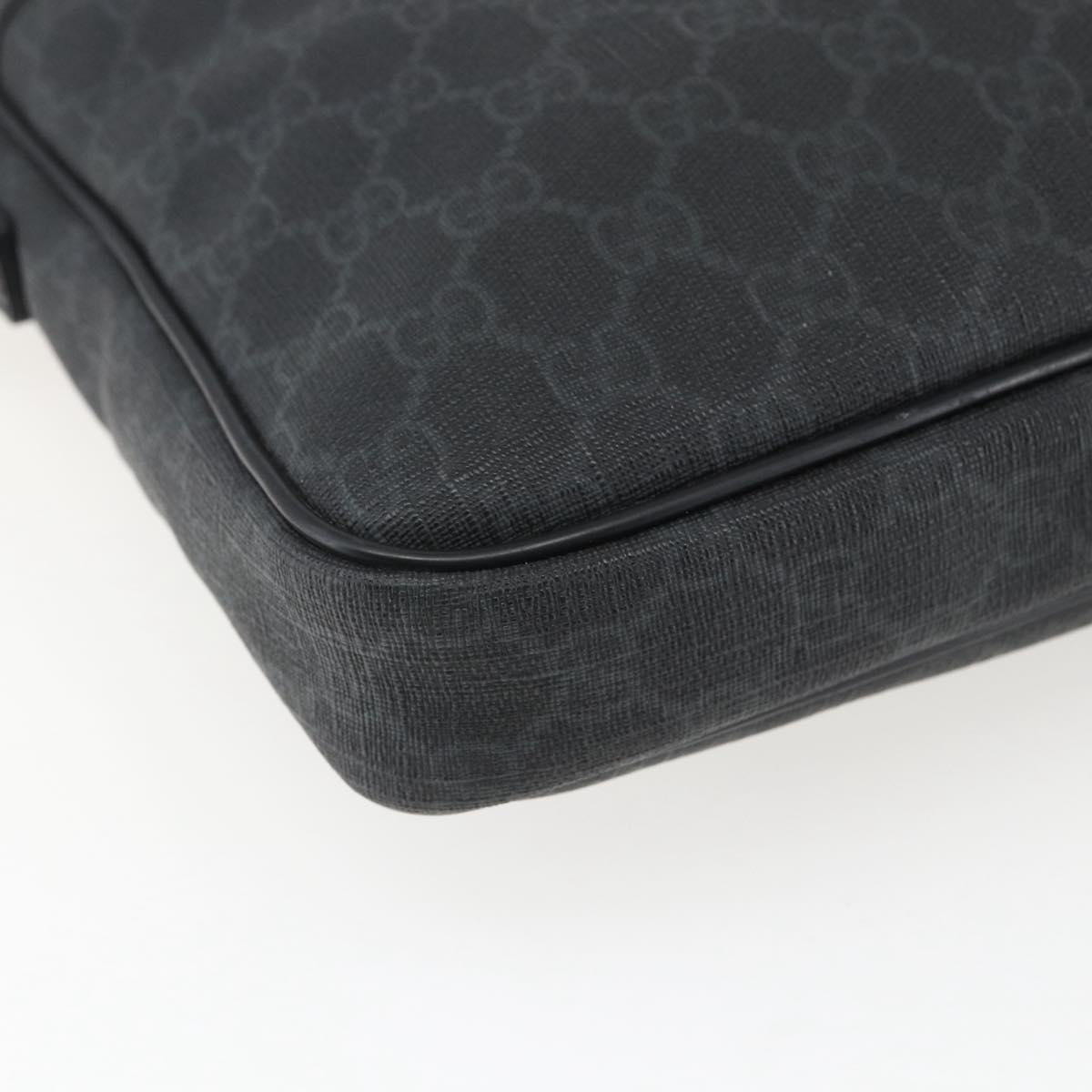 GUCCI GG Supreme Shoulder Bag PVC Black Silver 169933 Auth ka2559