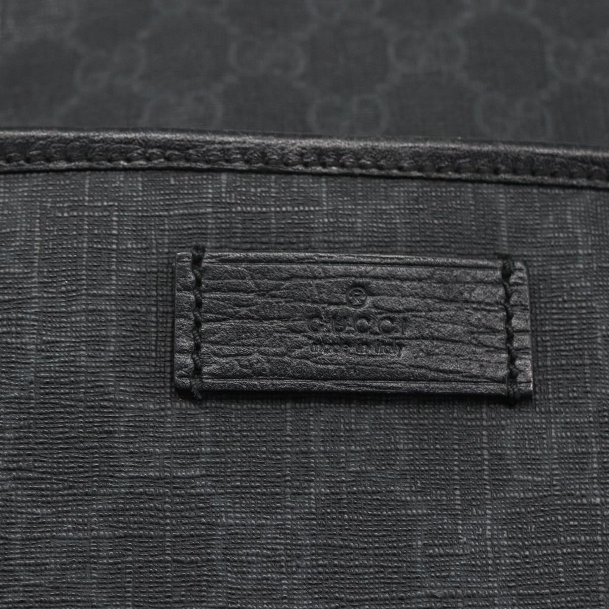 GUCCI GG Supreme Shoulder Bag PVC Black Silver 169933 Auth ka2559