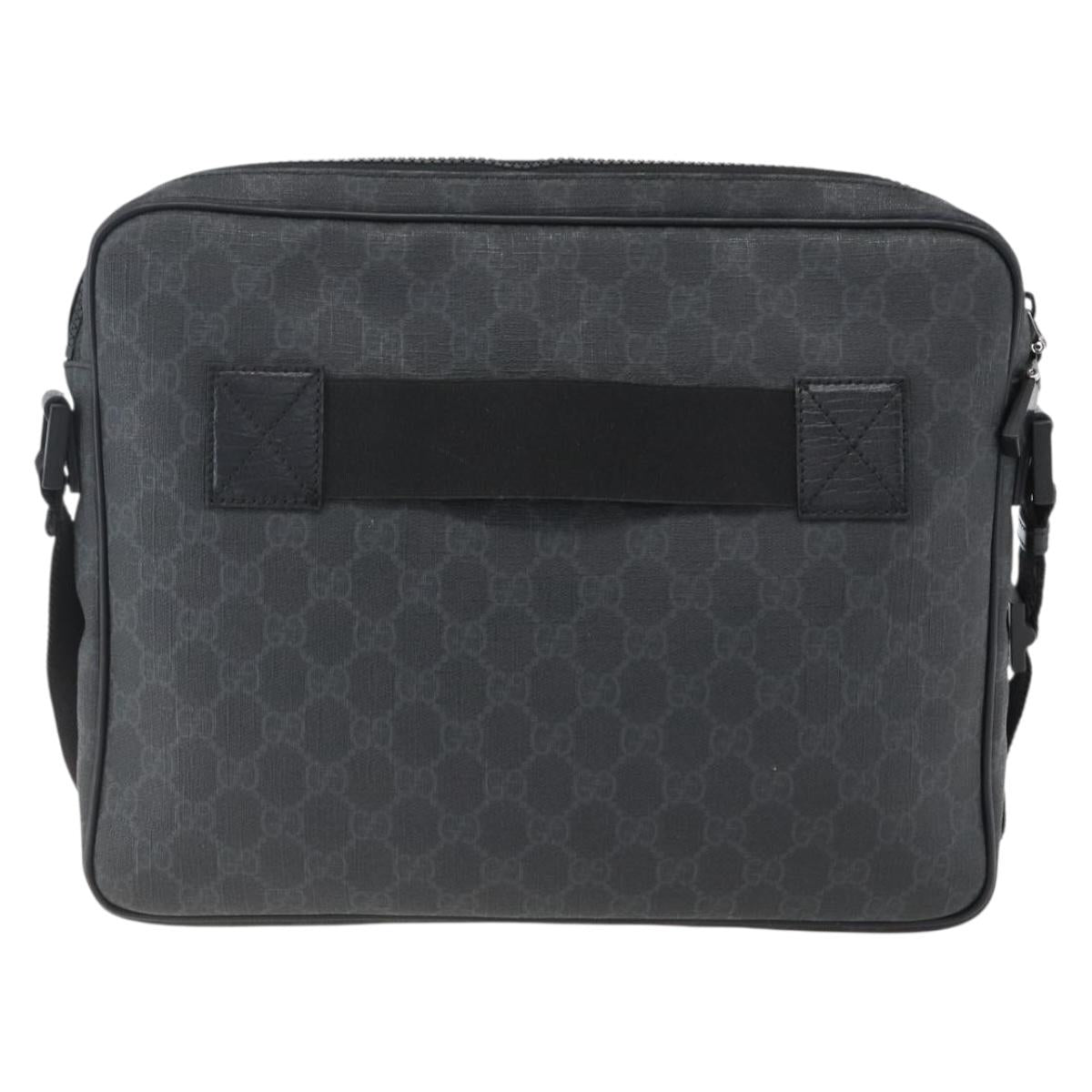 GUCCI GG Supreme Shoulder Bag PVC Black Silver 169933 Auth ka2559