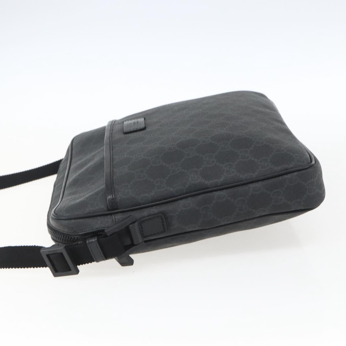 GUCCI GG Supreme Shoulder Bag PVC Black Silver 169933 Auth ka2559