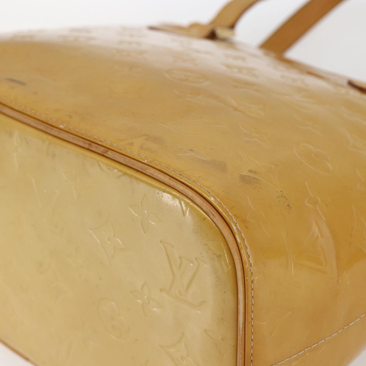 LOUIS VUITTON Monogram Vernis Houston Hand Bag Jaune M91121 LV Auth ka2560
