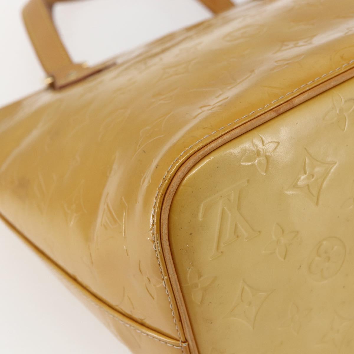 LOUIS VUITTON Monogram Vernis Houston Hand Bag Jaune M91121 LV Auth ka2560
