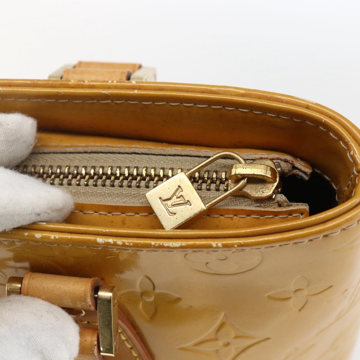LOUIS VUITTON Monogram Vernis Houston Hand Bag Jaune M91121 LV Auth ka2560